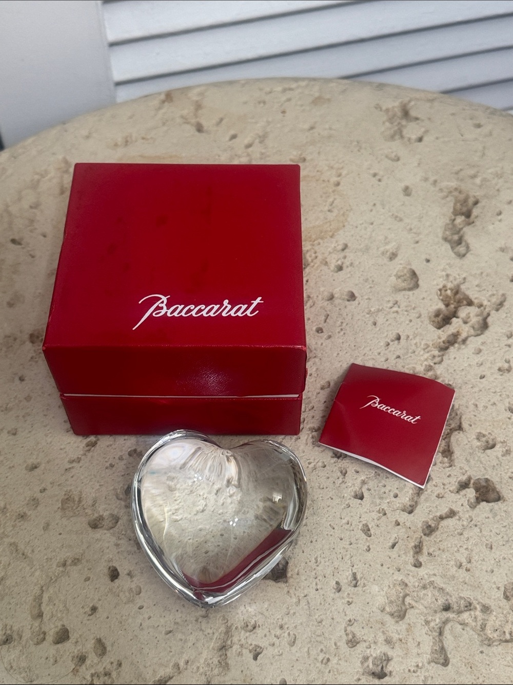 Baccarat Clear Crystal Heart with Red Presentation Box